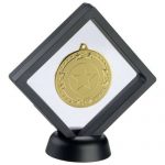 MB08A-PLASTIC MEDAL BOX WITH CLEAR SCREEN ON STAND (FITS 50MM MEDAL) +£1.99