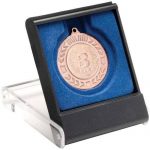 MB11A-PLASTIC MEDAL BOX WITH CLEAR LID AND BLUE INSERT (40/50mm Recess) +£2.99