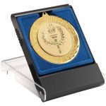 MB11B-PLASTIC MEDAL BOX WITH CLEAR LID AND BLUE INSERT (60/70mm Recess) +£3.50