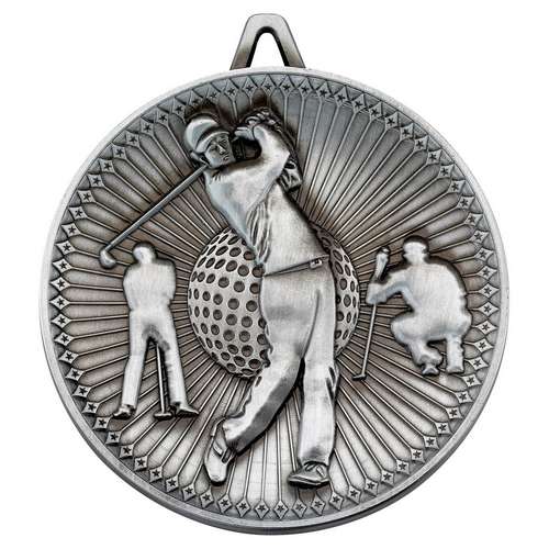 GOLF DELUXE MEDAL 60mm - available from Victory Trophies