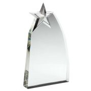 Clear Glass Netball Wedge with Detailed Metal Star - Image 2