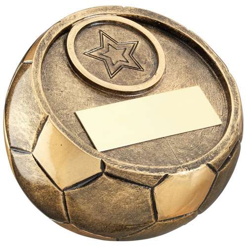 BRZ/GOLD FULL 3D ANGLED FOOTBALL TROPHY Free Engraving rf210 