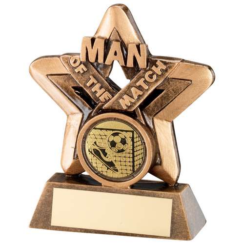 MAN OF THE MATCH MINI STAR WITH FOOTBALL INSERT TROPHY