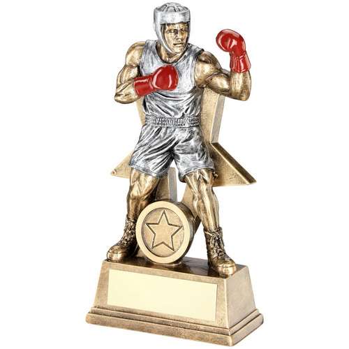 Brz/pew/red male boxing figure trophy