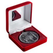 Red Velvet Box and 60mm Medal Netball Trophy - Image 2