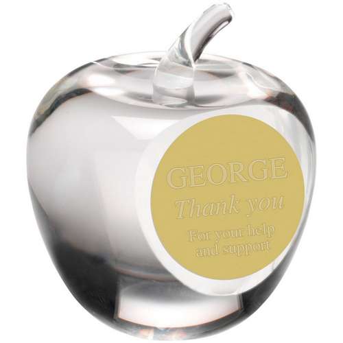 Glass 'Apple' Paperweight with engraving plate