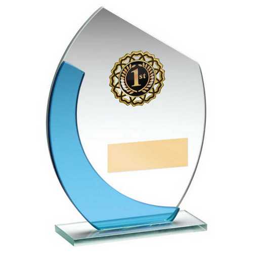 Oval Glass Trophy with Blue Highlight