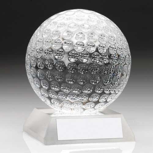 G070 clear glass golf ball trophy