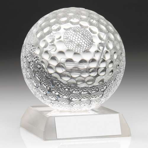 nearest the pin clear glass trophy