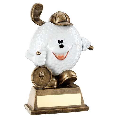 Brz/white comedy golf ball figure trophy