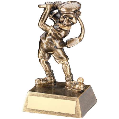 Brz/gold male comic golf figure trophy