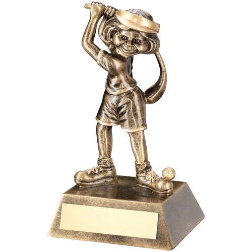 Brz/gold female comic golf figure trophy