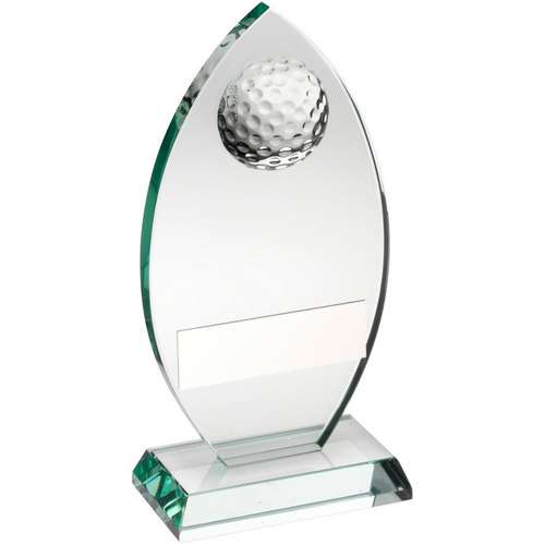Golf jade glass plaque trophy