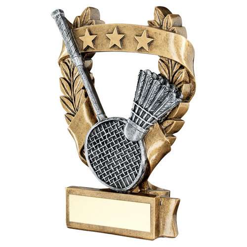 Brz/pew/gold badminton 3 star trophy