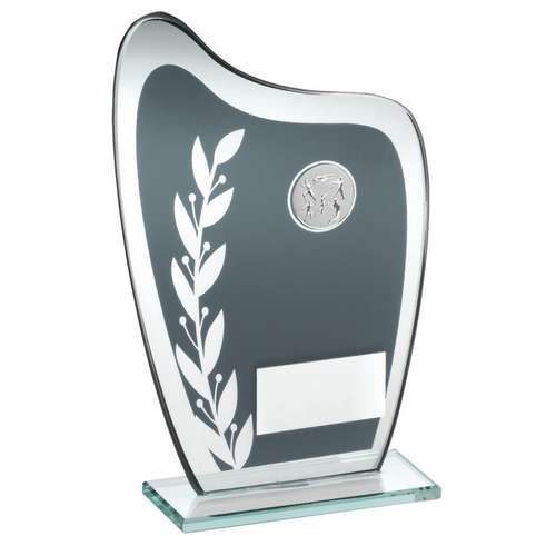 grey/silver athletics glass plaque