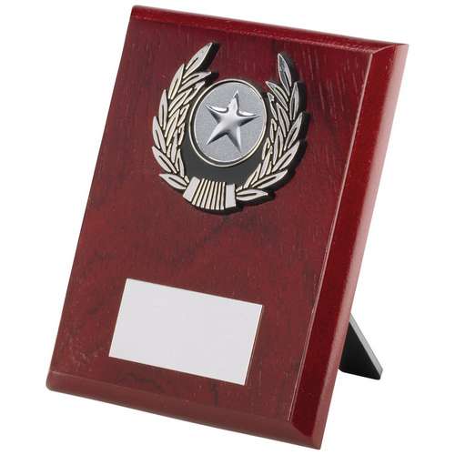 Rosewood plaque and silver trim trophy