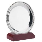 SILVER PLATED 'ROPE' SALVER ON WOODEN STAND - Image 3