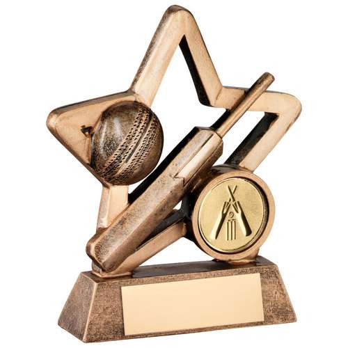 Brz/gold resin cricket mini star trophy