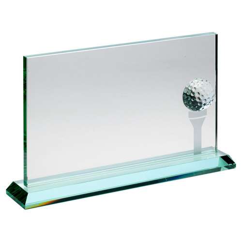 Golf ball & tee jade glass trophy
