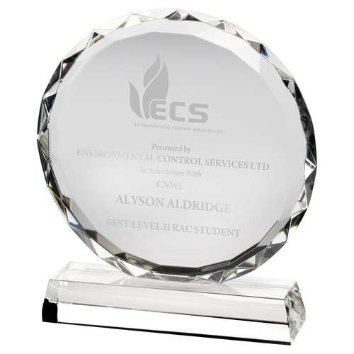 Clear Glass Circle With Faceted Edge Award