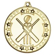 50mm cricket tri star medal