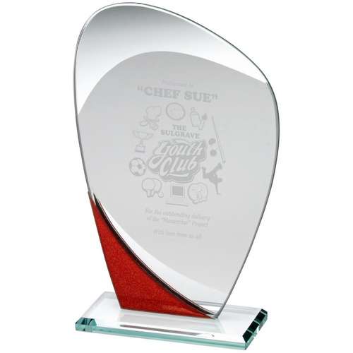 Red/Silver Curved Glass Award