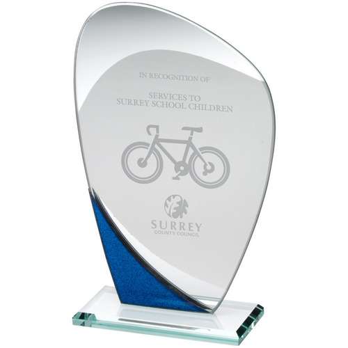 Blue/Silver Curved Glass Award
