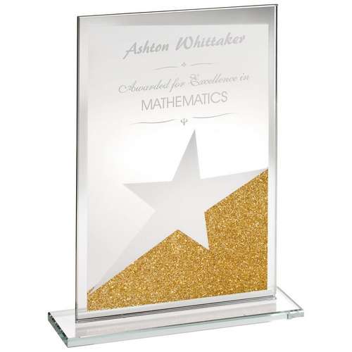 Gold/Silver Glitter Rectangle Glass Award