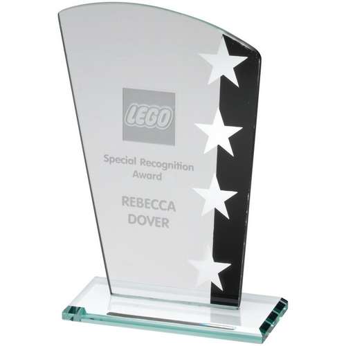 Glass Award With Silver/Black Star Design
