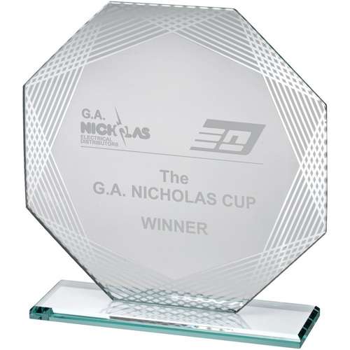 Octagon Glass Award with Silver Edges