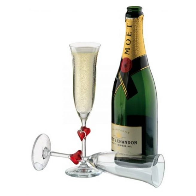 personalised engraved champagne heart flutes