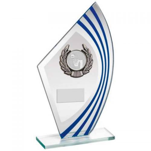 Jade/Blue/Silver Sail Glass Netball TrophyTROPHY