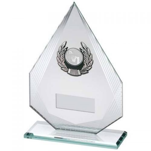 Jade/Silver Diamond Glass Netball Trophy