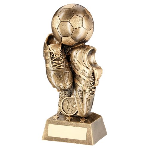 brz/gold football and boots on column riser trophy