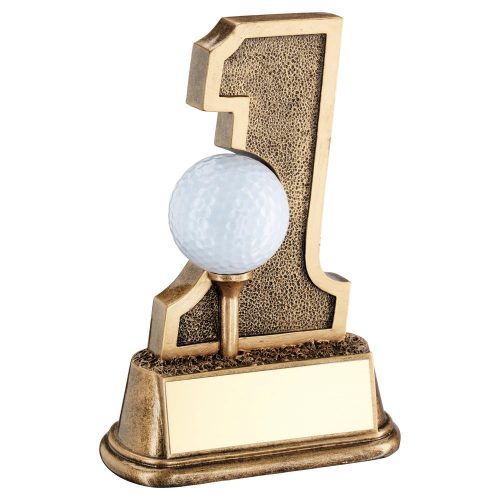 Brz/gold golf hole in one ball holder trophy