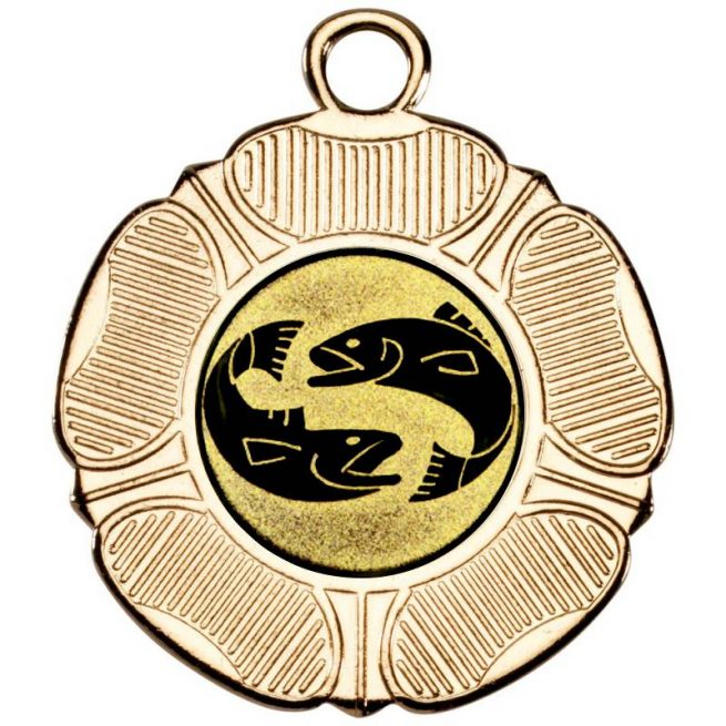Two fish tudor rose medal