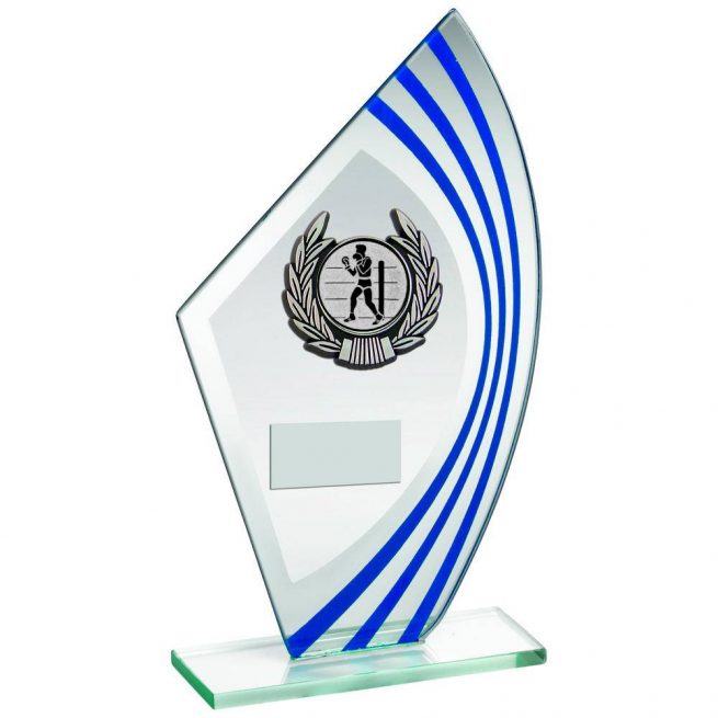 Blue glass boxer trophy