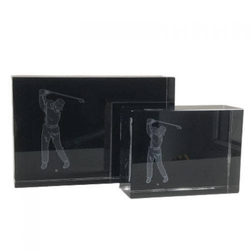 black glass golf figure plaque