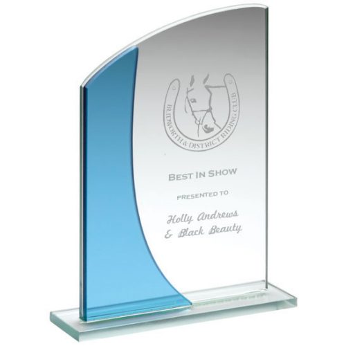 BL10 - Equestrian Jade/Blue Glass Trophy