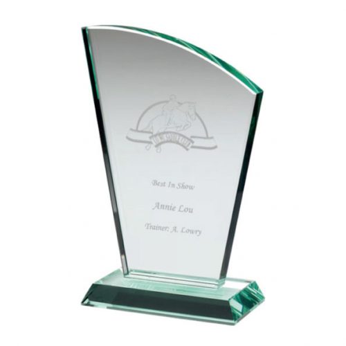 JBG1050 - Jade Glass Equestrian Trophy