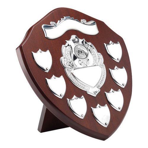 Equestrian Rosewood Shield With Chrome Decoration