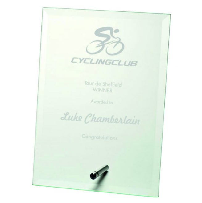 Rectangular Glass Cycling Trophy
