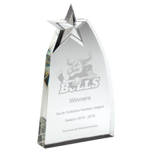 JB1500 Hockey Clear Glass With Metal Star Award