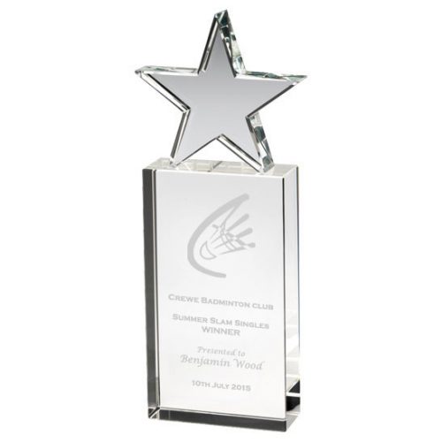 JB1800 Badminton Glass Star Trophy