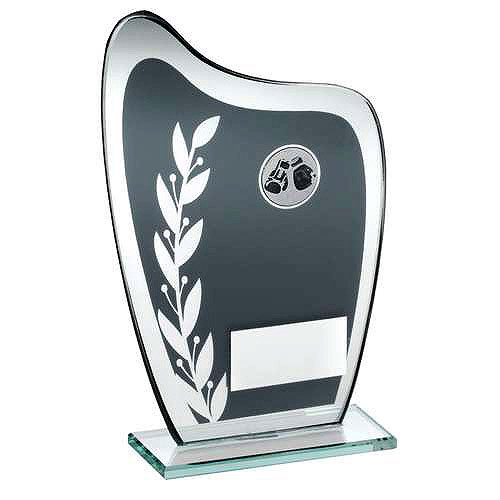 boxing grey/silver glass plaque trophy