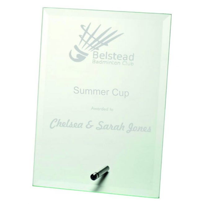 Rectangular Glass Badminton Trophy