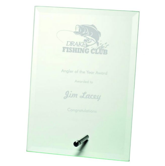 Rectangular Glass Fishing Trophy