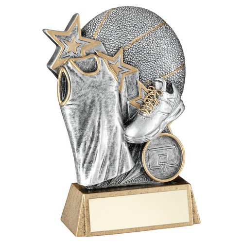 BASKETBALL WITH SHOE/SHIRT TROPHY