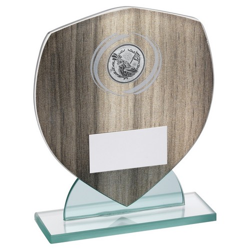 Wood Effect Glass Shield & Mirror Golf Award