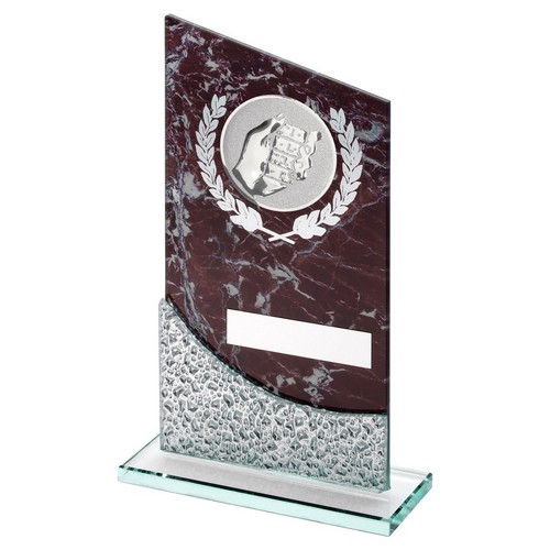 Dominoes Marble Printed Glass Trophy